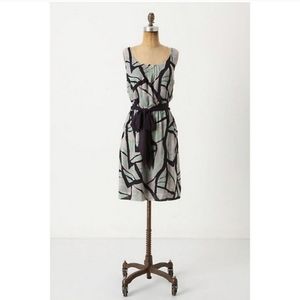 Anthropologie Odille Damselfly Black and Gray Sleeveless Dress